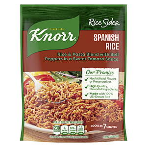 $5.21 | (12 pack) Knorr Spanish Parboiled Rice Cooks in 7 Minutes, No Artificial Flavors, 5.6 oz Regular Pouch ($0.43 each)
