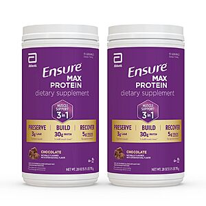 Select Accounts - Ensure Max Protein 3-in-1, 30g Protein, Creatine, and HMB powder (2 Pack) - Chocolate/$44.37 or Vanilla/$44.39