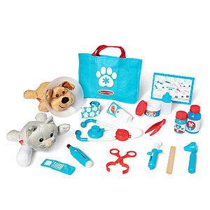 $19.49 - Melissa & Doug Examine and Treat Pet Vet Play Set, 24-Piece Animal Doctor Playset with Dog & Cat Plushies