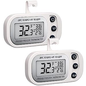 2-Pack Digital Refrigerator Thermometer, Waterproof Fridge and Freezer Thermometer (Black) - $4.99