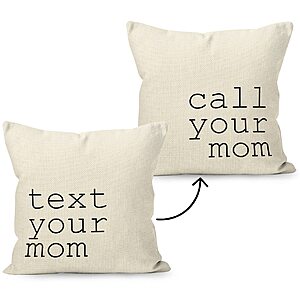 Liosei Call Text Your Mom Reversible Linen Throw Pillow Cover 18 x 18 Inch, (White) - $5.99