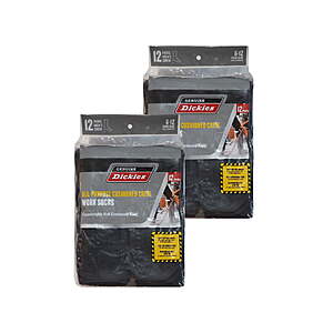 Dickies Men's Value Work Crew Socks, 24 Pack-Black Size 6-12 (black or light grey) - $11.877
