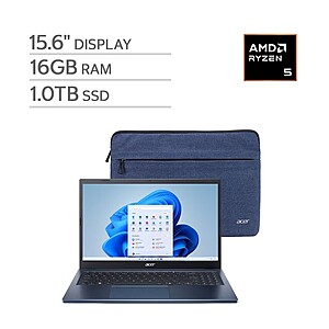 Costco Members - Acer Aspire Go 15.6" Touchscreen Laptop – AMD Ryzen 5 40 Processor – FHD (1920 x 1080) – 16GB RAM - 1TB SSD - Windows 11 Home - Steam Blue - $499.99