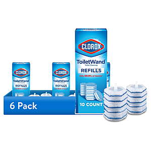 $19.79 - (6 pack) Clorox ToiletWand Toilet Cleaning Refills, Disinfecting Scrubbing Pads, 10 Count, Pack of 6
