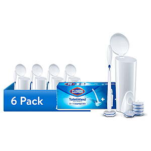 $34.77 - (6 pack) Clorox ToiletWand Disposable Toilet Cleaning System, ToiletWand, Storage Caddy and 6 Disinfecting ToiletWand Scrubbing Pad Refills