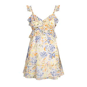 Jessica Simpson Women's Salma Ruffle Mini Dress (Ecru- Watercolor Floral)