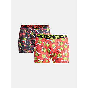 Dr. Seuss The Grinch Men’s Boxer Briefs, 2-Pack, Sizes S-XL - $4.93