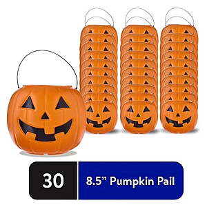 Way To Celebrate 30-Count 8 in Orange Plastic Jack-o'-Lantern Pumpkin Buckets - $18