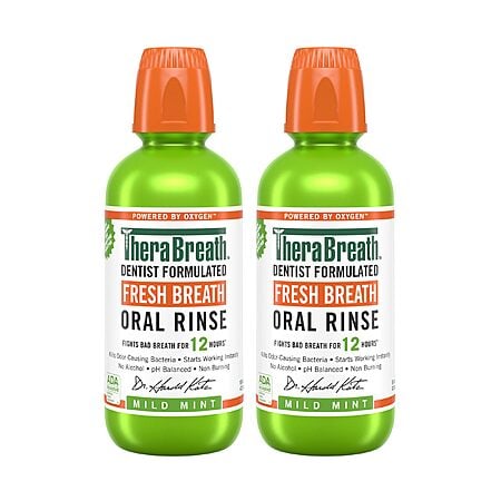 4x TheraBreath Fresh Breath Mouthwash - Mild Mint, 16 Fl Oz (2-Pack) - 8 bottles total for $22.95 (YMMV)