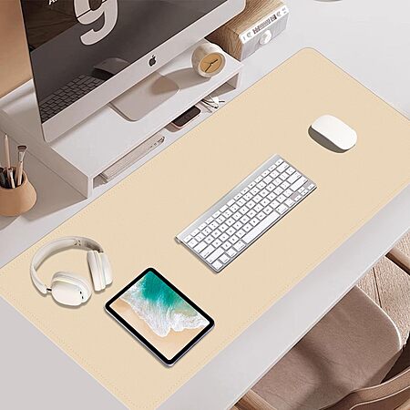 BLESWIN Large Desk Pad 35.4"" x 17"" - Apricot for $5.99, Light Gray for $6.99