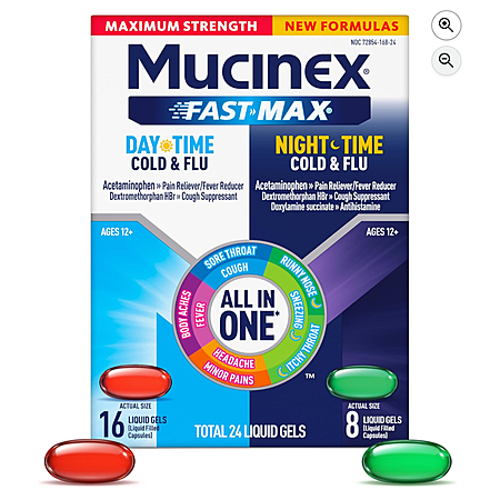 Select Amazon Accounts - 3x 24ct Mucinex Fast-Max Maximum Strength Day & Night Cold and Flu Medicine Liquid Gels -  $17.75
