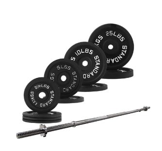 BalanceFrom Cast Iron Standard Weight Including 5FT Standard Barbell with Star Locks, 90-Pound Set - $87