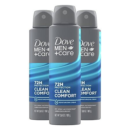 Dove Men+Care Antiperspirant Dry Spray Deodorant for Men Clean Comfort - 3.8 oz 3 Count  - $11.74 w/ coupon and S&S