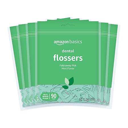 Amazon Basics Mint Dental Flosses, 540 Count, 6 Packs of 90 (*AC, S&S) $7.69