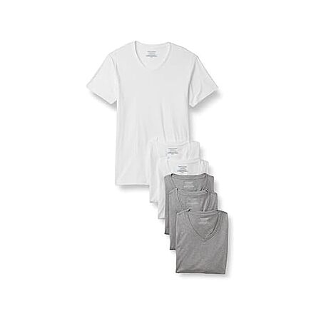 Amazon Essentials Mens V Neck Undershirt Breathable Cotton Pack of 6 - $13.99