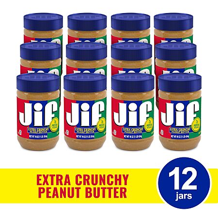 Select Amazon Accounts - Jif Crunchy Peanut Butter, 16 oz Jar, 12 Count Case - $17.55