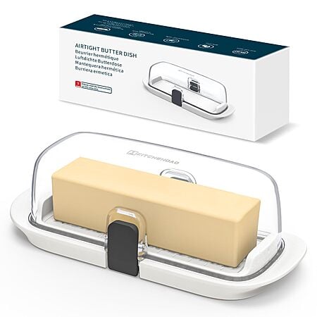 KITCHENDAO One-handed Airtight Butter Dish with Lid (White) - $7.49