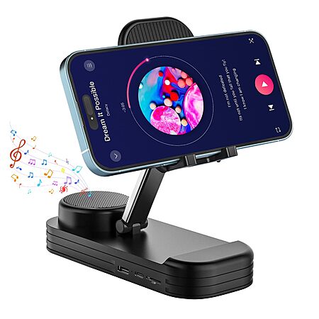 LBSC Wireless Bluetooth Speaker with Phone Stand, Black - $6.99
