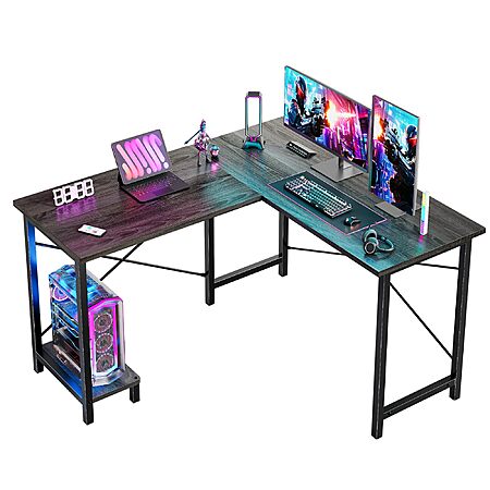 DUMOS L Shaped Desk, 50 Inch, Grey - $39.99