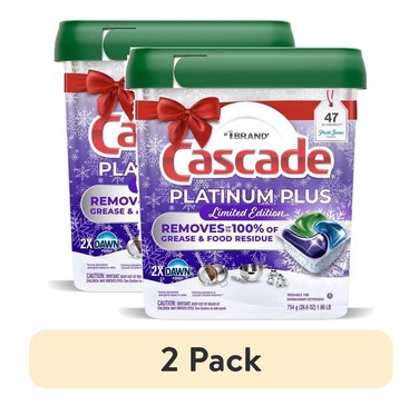 (2 pack) Cascade Platinum Plus Dishwasher Pods, Dishwasher Detergent Soap Tabs, Fresh, 47 Count - $16.09