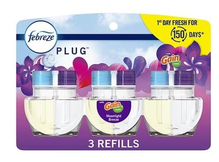Febreze Plug In Air Freshener, Odor-Fighting Scented Oil Refill Gain Moonlight Breeze, 3 Refills - $7.19 ($6.39 on 10/13-10/14)