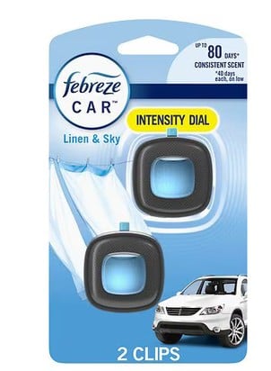 Febreze Car Air Freshener, Odor-Fighting Automotive Vent Clip, 2-Pack (Various) - $2.69