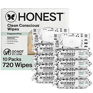 The Honest Company Clean Conscious Multi-Use Wipes, 720 Count (10 packs of 72 ct), $29.92 with S&S