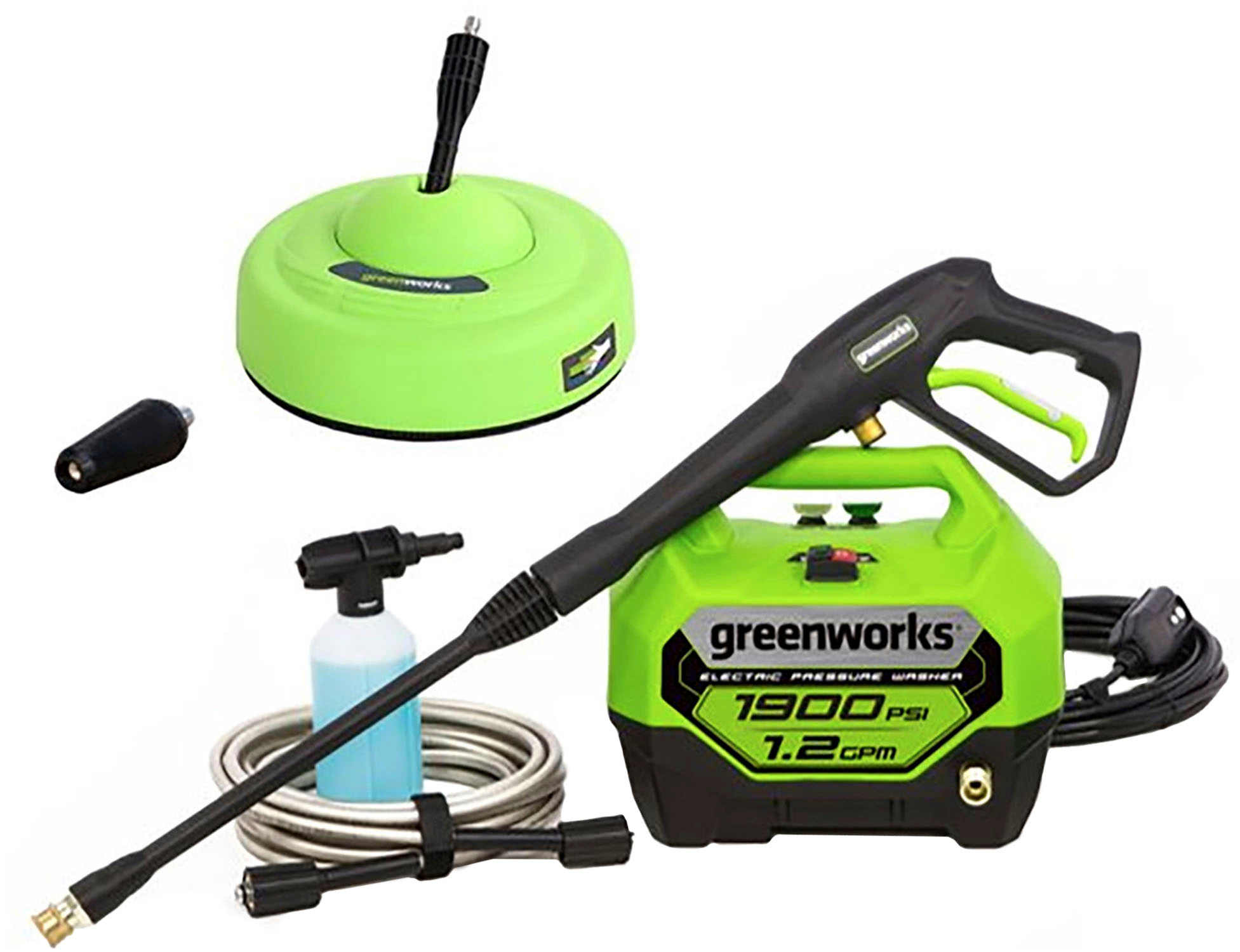 Greenworks 1900 PSI 1.2 GPM Electric Pressure Washer Combo Kit Green 5125702 - Best Buy $99.99