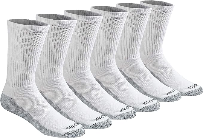 Dickies Men's Dri-Tech Legacy Moisture Control Crew Socks Multipack, White (6 Pairs), all sizes $7.27