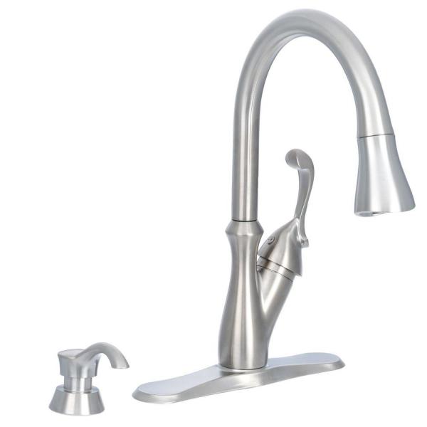 Arabella Single Handle Pull Down Sprayer Kitchen Faucet With Soap