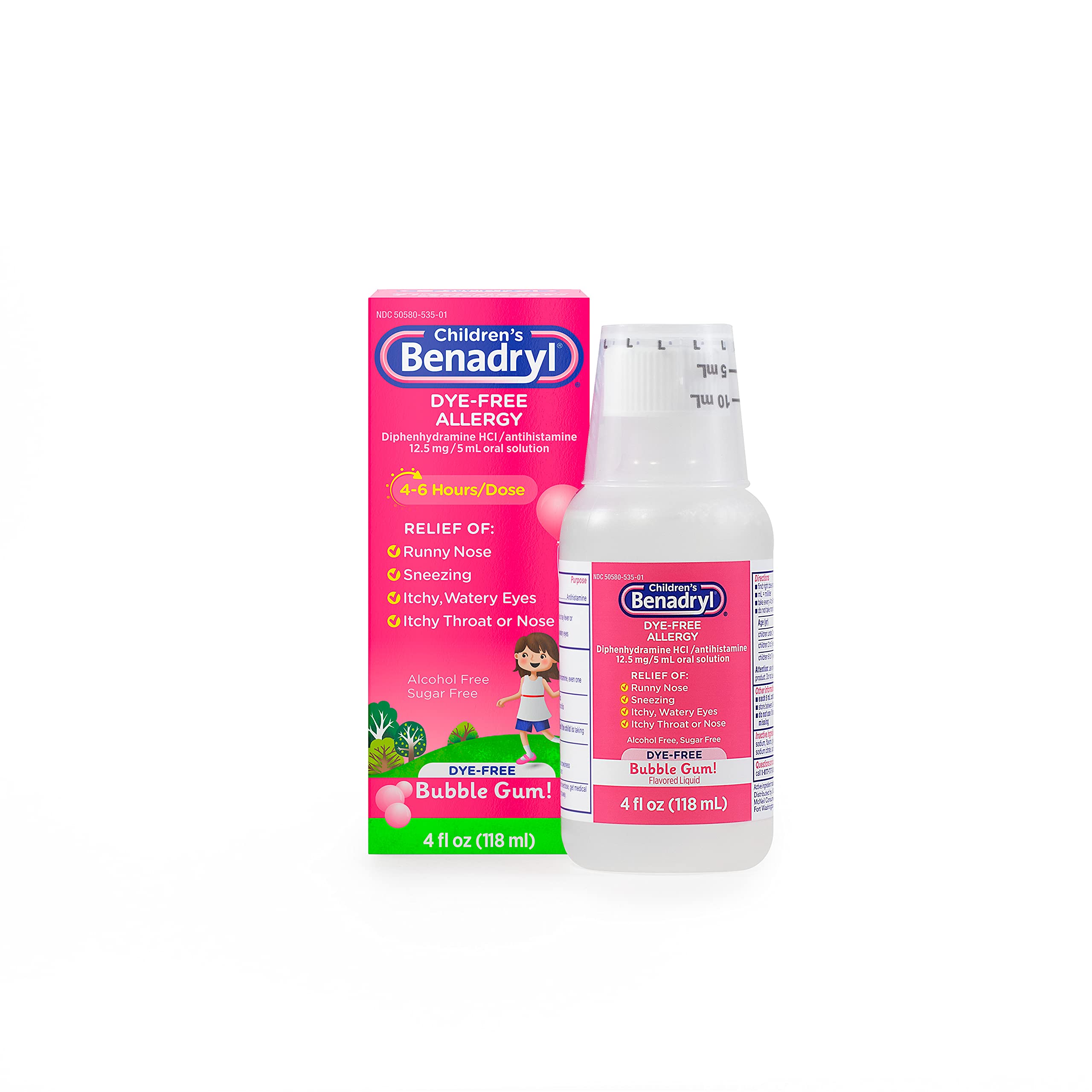 4-Oz Children's Benadryl Allergy Liquid (bubble gum flavor; dye-free) $3.76 w/ S&S + Free Shipping w/ Prime or on $25+