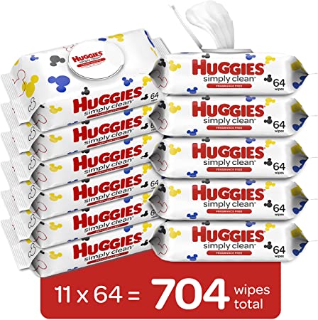 704-Count Huggies Simply Clean Baby Wipes (unscented) $10.71 w/ S&S + Free Shipping w/ Prime or on $25+
