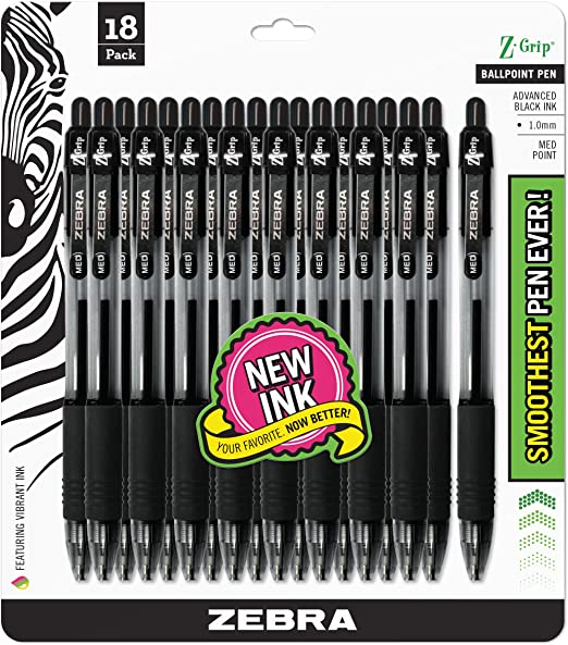 18-Count Zebra Pen Z-Grip Retractable Ballpoint Pen (medium point; black) $5.92 + Free Store Pickup at Walmart or Free Shipping Walmart+ or w/ Prime or on orders $25+