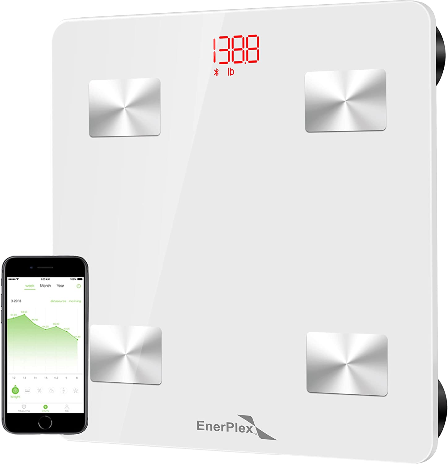 EnerPlex BMI Digital Weight Scale w/ Smartphone Bluetooth Fitness App Sync (white) $12.38 + Free Shipping w/ Prime or on $25+