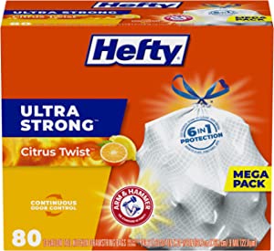 80-Count 13-Gallon Hefty Ultra Strong Tall Kitchen Trash Bags: Citrus Twist (white) $10.38, Lavender & Sweet Vanilla (white) $11.18 & More w/ S&S + F/S w/ Prime or on orders $25+