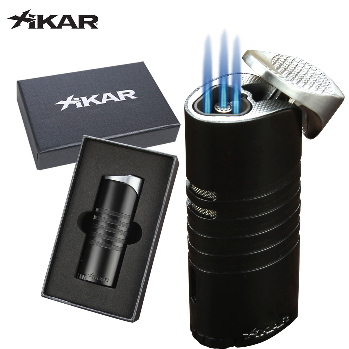 Xikar Ellipse III Triple Flame Lighter (black lacquer) $29 + Free Shipping