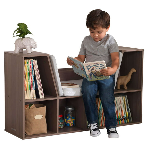 Kidkraft 6Shelf Wooden Bookcase w/ Cushioned Reading Nook (gray) 69