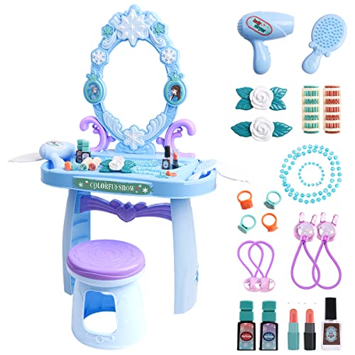 24Piece Meland Kids' Vanity Table Playset w/ Sound, Lights & Accessories (blue) 21.39 + Free