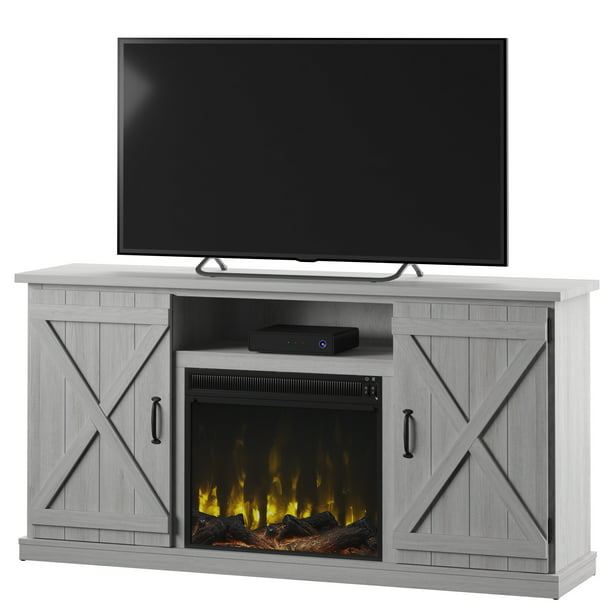 Twin Star Home Barn Door TV Stand w/ Classic Flame Electric Fireplace (for TV's up to 70"; Sargent Oak) $178 + Free Shipping
