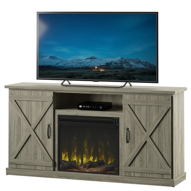 Twin Star Home Barn Door TV Stand w/ Classic Flame Electric Fireplace (for TV's up to 70"; Ashland Pine) $164 + Free Shipping