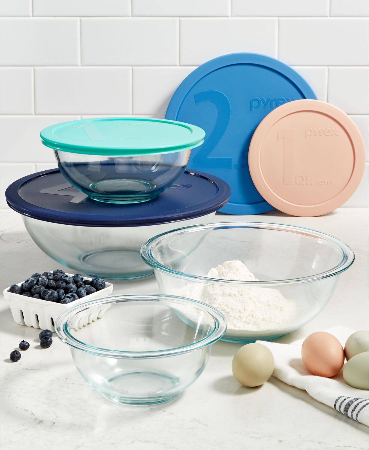 pyrex glass mixing bowls with lids