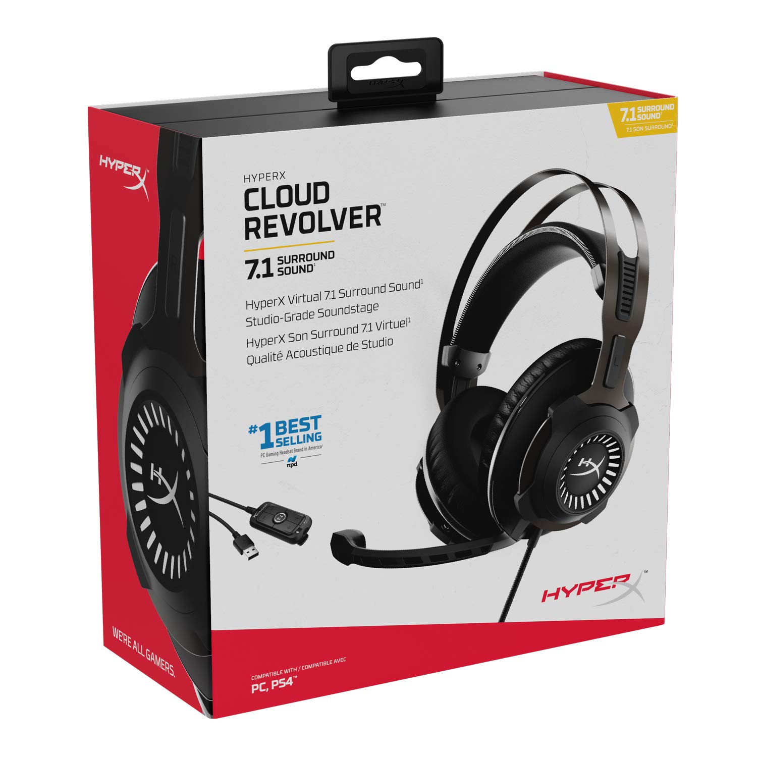 HyperX Cloud Revolver - Gaming Headset with HyperX 7.1 Surround Sound, Signature Memory Foam, Premium Leatherette, Steel Frame, Detachable Noise-Cancellation Microphone $77