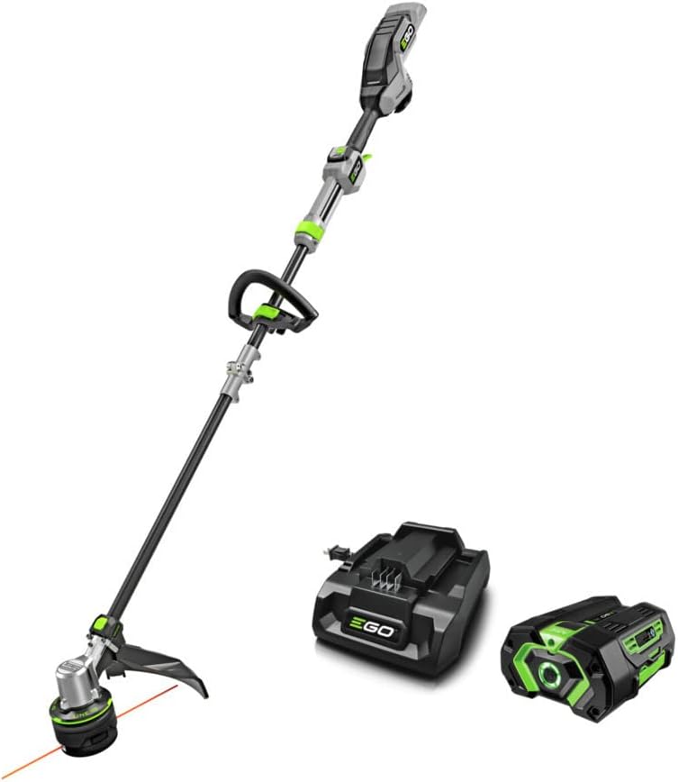 EGO Power+ ST1623T 16-Inch 56-Volt Lithium-Ion Cordless POWERLOAD™ with LINE IQ™ Telescopic Carbon Fiber Straight Shaft String Trimmer, 4.0Ah Battery and Charger Included $279