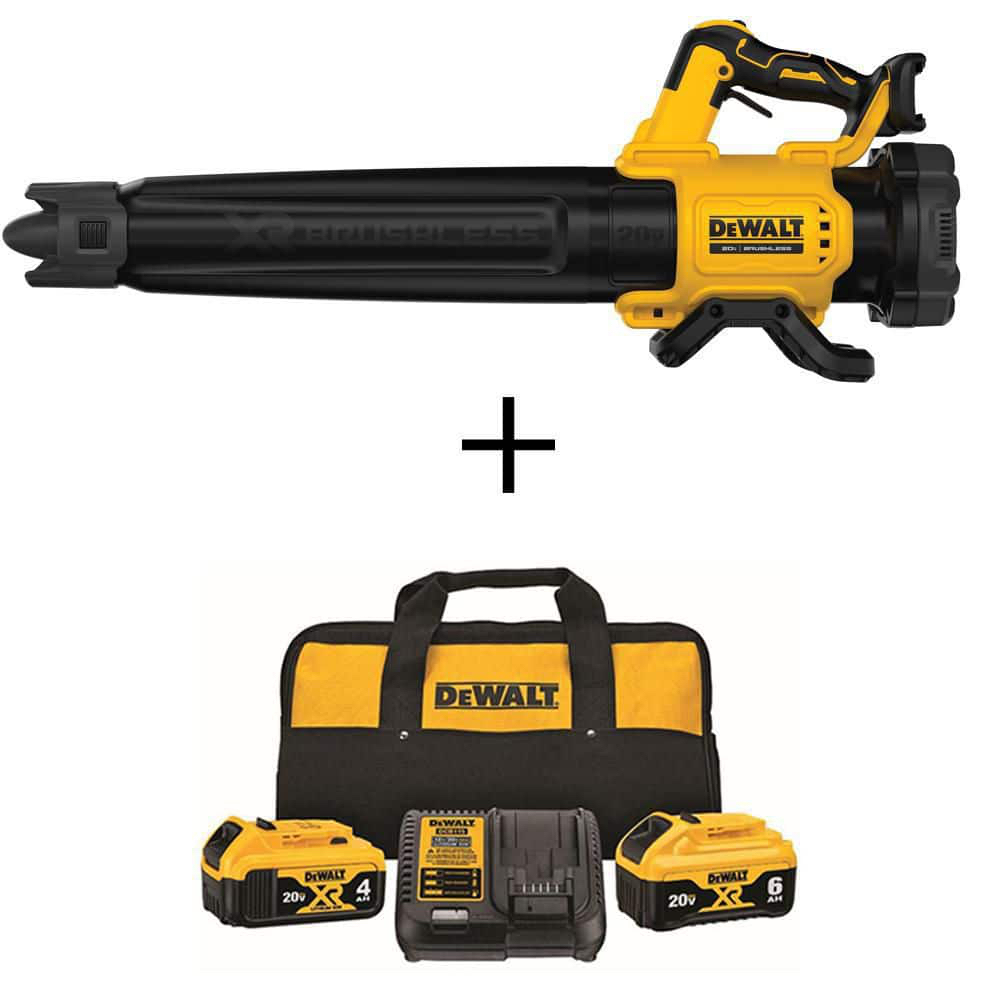 Dewalt 20V MAX Leaf Blower Kit w/ 6Ah and 4Ah Batteries, Charger & Bag
