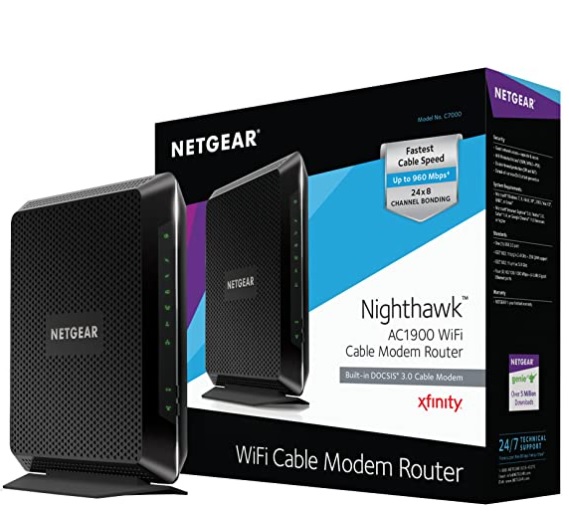 Amazon - NETGEAR C7000-NAS Nighthawk AC1900 WIFI Cable Modem Router at $125.99