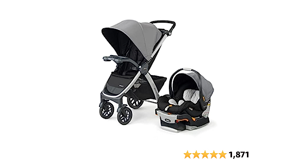 Chicco Bravo 3-in-1 Trio Travel System, Quick-Fold Stroller with KeyFit 30 Infant Car Seat and base | Camden/Black - $256.24