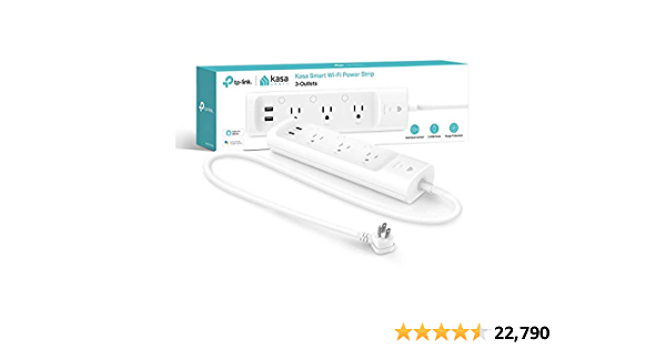 Kasa Smart Plug Power Strip KP303, Surge Protector with 3 Individually Controlled Smart Outlets and 2 USB Ports, Works with Alexa & Google Home, No Hub Required , White - $25