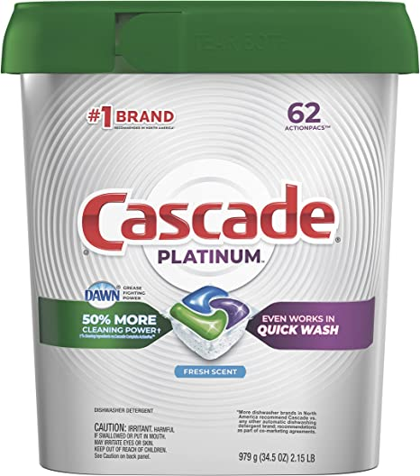 Cascade Platinum Dishwasher Pods, Fresh Scent, 62 ct. $8.92