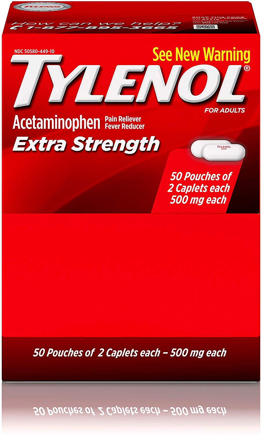 Tylenol Extra Strength Caplets with Acetaminophen, Pain Reliever & Fever Reducer, 2-caplet of 50 ct $10.49 Free S/H $10.5