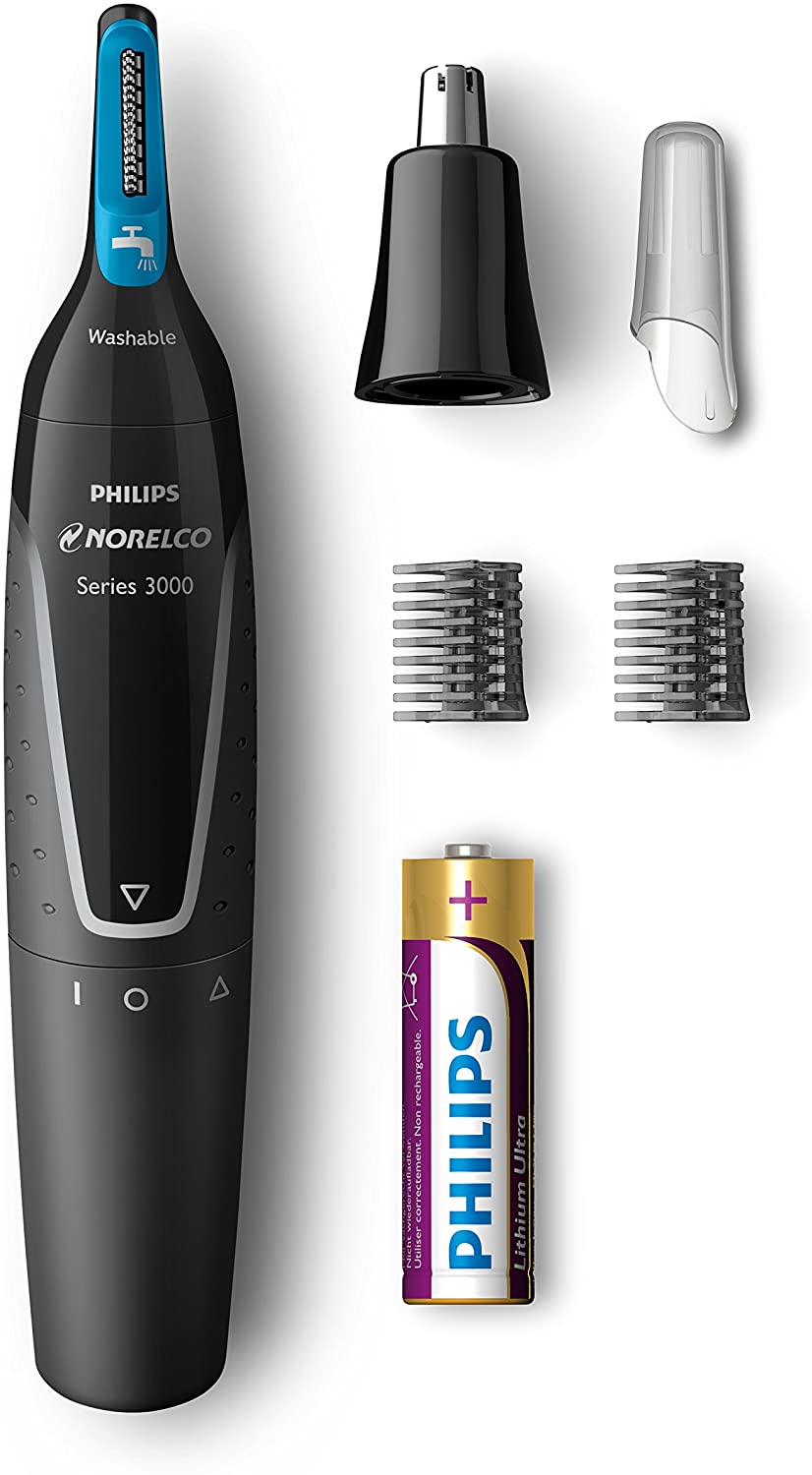 Philips Norelco Nose trimmer 3000, NT3000/49, with 6 pieces for nose, ears and eyebrows $6.99